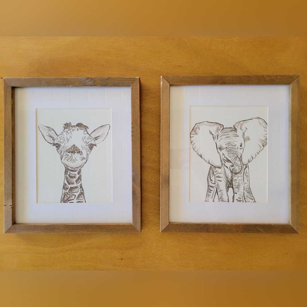🐘🦒Framed Safari Picture Set